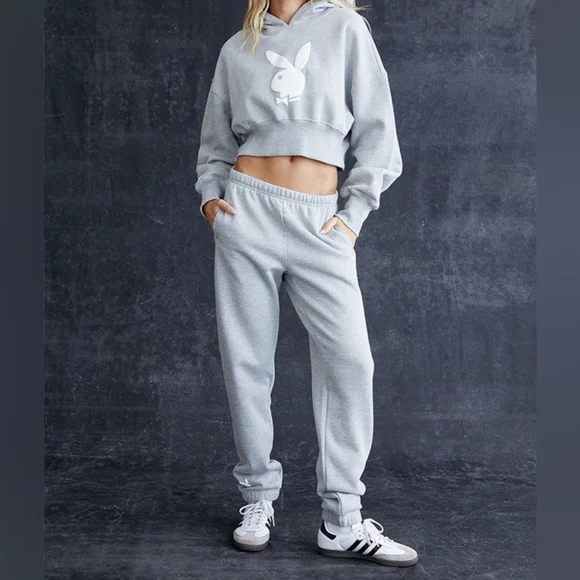 PLAYBOY Gray Lounge Set with Iconic Logo - Picture 3 of 3